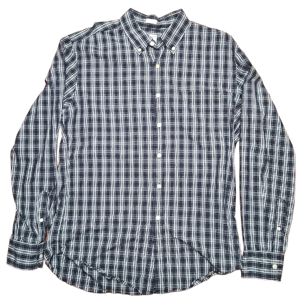 J.Crew Men's Shirt Size Large Tailored Fit Washed Casual w\ Chest Pocket Black